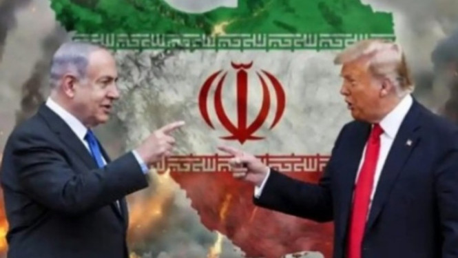 Potret ilustrasi Benjamin Netanyahu dan Donald Trump