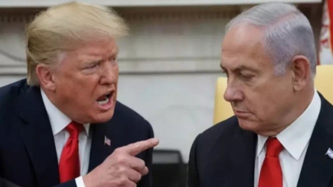 Potret ilustrasi Donald Trump dan Benjamin Netanyahu