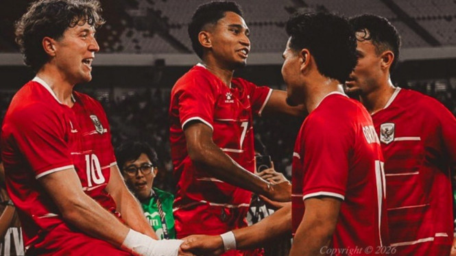 Perayaan gol pemain Timnas Indonesia di laga FIFA Matchday bulan Juni 2026.