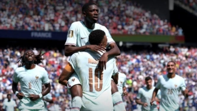 Perayaan gol pemain Prancis saat lawan Norwegia di Piala Dunia 2026.