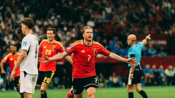 Selebrasi gol Kevin De Bruyne saat lawan Selandia Baru di Piala Dunia 2026.