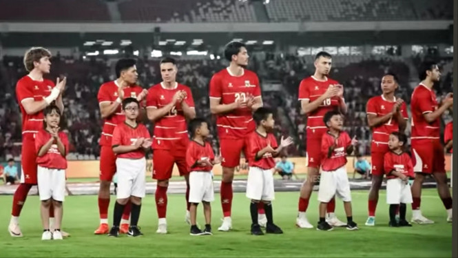 Skuad Timnas Indonesia jelang pertandingan.