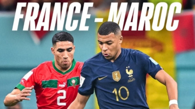 Prancis vs Maroko pada laga semifinal Piala Dunia 2022 di Qatar.