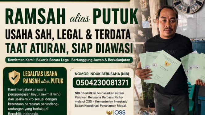 Pemilik pengolahan kayu di Terentang, Ramsah alias Putuk