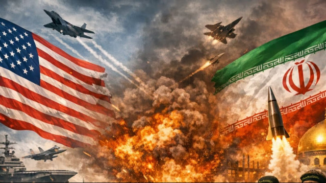 Potret ilustrasi konflik Iran vs AS.