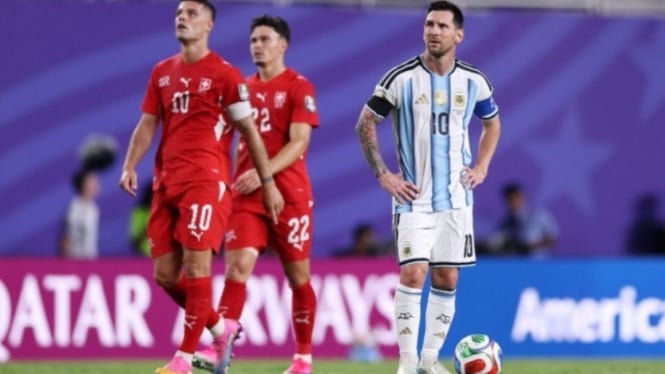 Lionel Messi saat Arentina vs Swiss di perempat final Piala Dunia 2026.