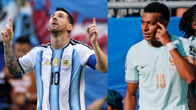 Lionel Messi dan Kylian Mbappe.