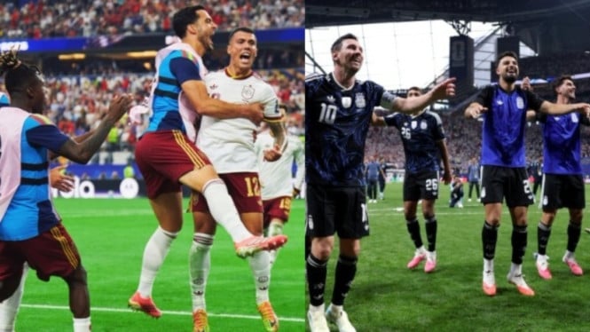 Pemain Spanyol dan pemain Argentina.