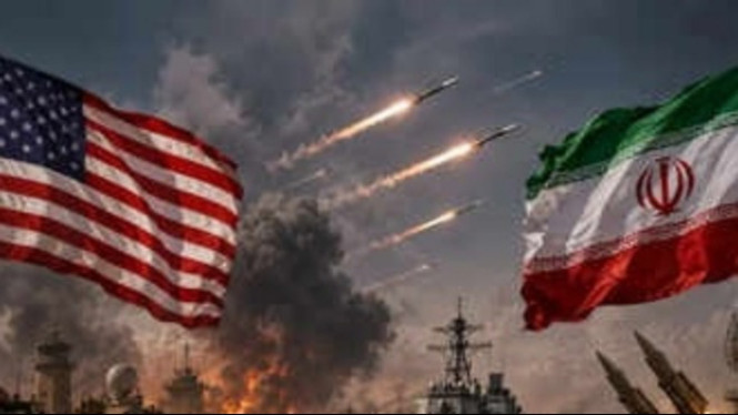 Potret ilustrasi konflik antara Iran dan AS.
