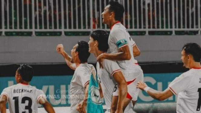Perayaan gol pemain Timnas Indonesia saat lawan Kamboja di Piala AFF 2026.