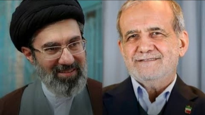 Potret Mojtaba Khamenei dan Presiden Iran