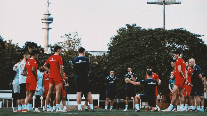 Potret punggawa Timnas Indonesia saat sesi latihan.