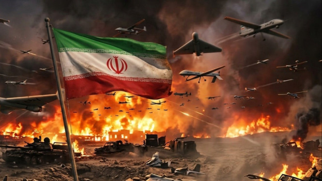 Potret ilustrasi konflik militer Iran dan Amerika Serikat (AS).
