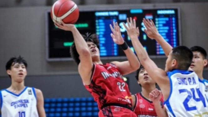 Timnas Basket U-16 Indonesia Lawan Taiwan