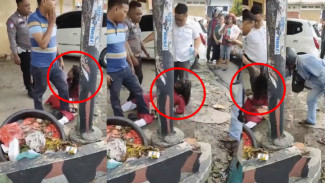 Viral! Wanita Diduga ODGJ Ditendang Anggota Polri, Ternyata Sebelumnya Bakar Motor di Labuhanbatu
