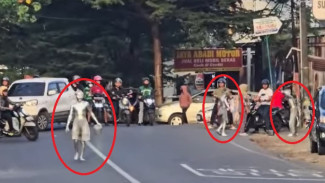 Ricuh, Puluhan Manusia Silver di Makassar Lawan Satpol PP dengan Busur Panah dan Batu