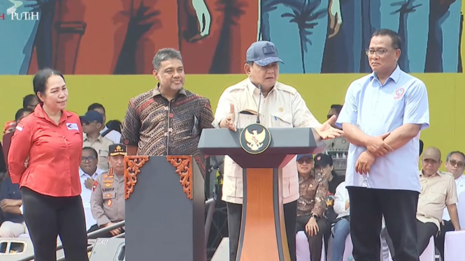Presiden Prabowo Subianto, saat Berpidato di Hari Buruh 2025