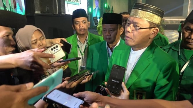 Ketua Umum PPP, Muhammad Mardiono saat Sesi Wawancara Jurnalis