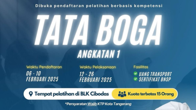 Pendaftaran Kelas Tata Boga Gratis Dibuka di BLK Kota Tangerang.