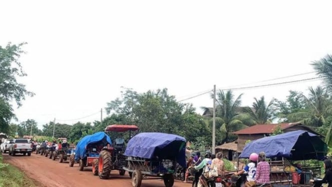 Warga mengungsi dari wilayah perbatasan Thailand-Kamboja (ANTARA)