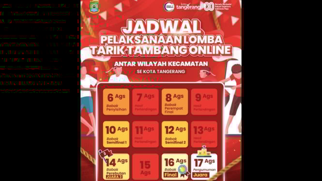 Poster Lomba Tarik Tambang Online antar Wilayah Kecamatan