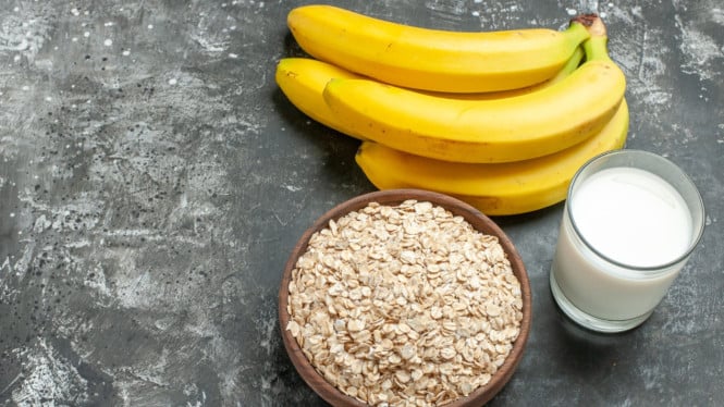 Ilustrasi oat dan pisang