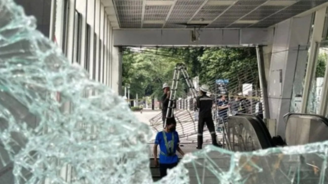 Kondisi Stasiun MRT Istora, Jakarta Selatan, Sabtu (30/8/2025)
