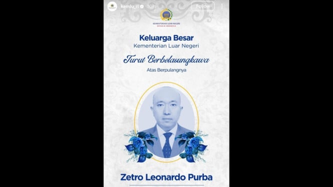 Diplomat RI di KBRI Lima Zetro Leonardo Purba meninggal dunia