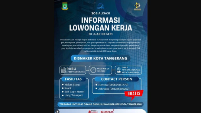 Disnaker Kota Tangerang Gelar Sosialisasi Peluang Kerja di Luar Negeri