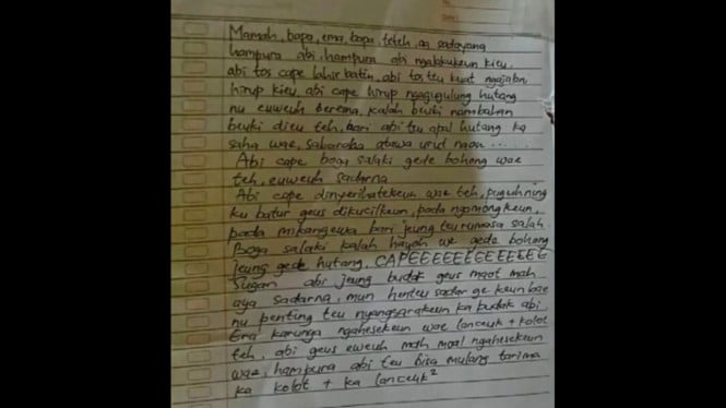 Isi surat wasiat ibu yang nekat akhiri hidup di Bandung