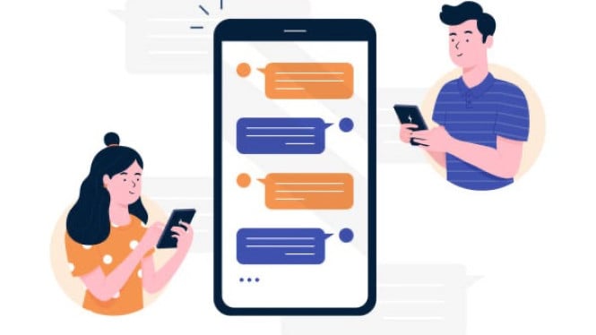 Ilustrasi mengirim pesan online