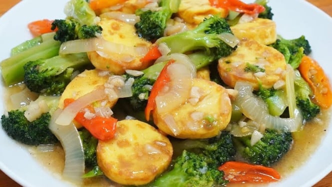 Tumis Brokoli Tofu Saus Tiram