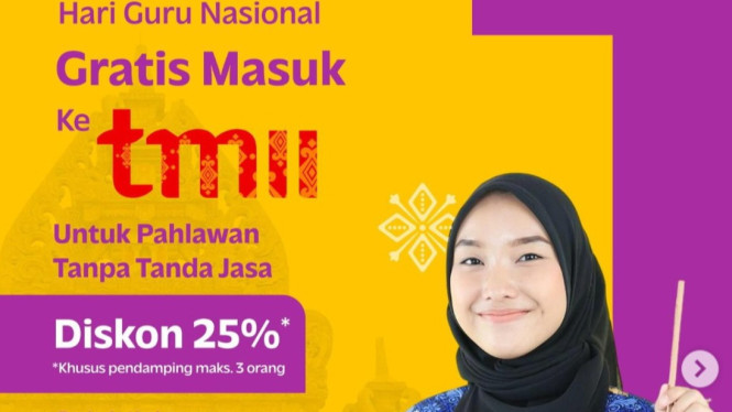 Promo tiket gratis masuk TMII Hari Guru Nasional 2025