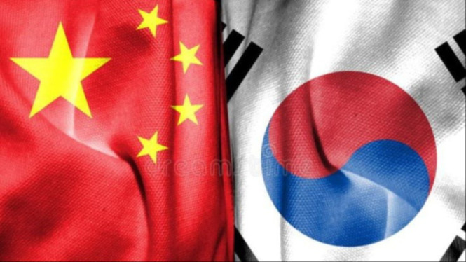 Bendera Korea Selatan dan China
