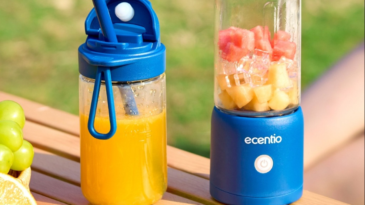 Ecentio Glass Dual-Cup Juicer, Blender Portable
