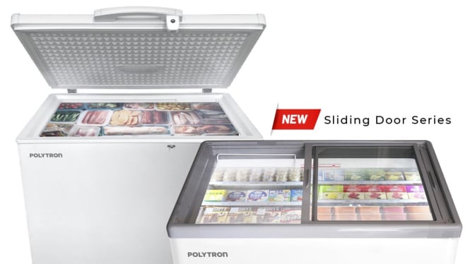 Freezer Box Polytron Chest Freezer Sliding Glass 300 Liter PCF 329