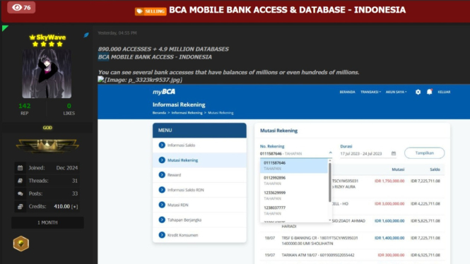 Data Nasabah BCA Dijual Peretas Bjorka