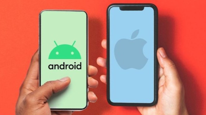 Ilustrasi Smartphone iPhone vs Android