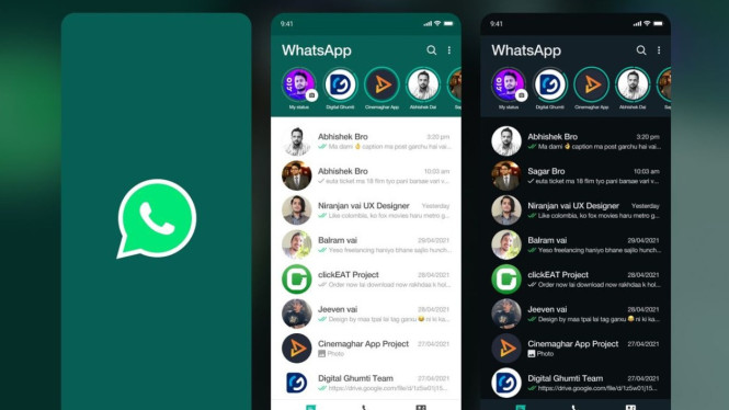 Ilustrasi Dark Mode WhatsApp