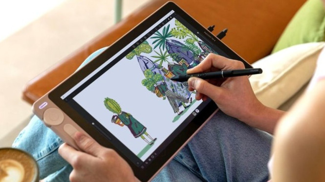 Ilustrasi Desainer Grafis Gunakan Tablet