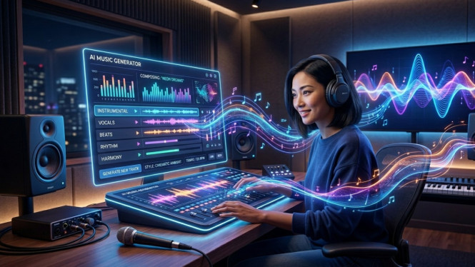 Ilustrasi AI music generator