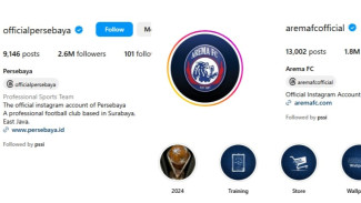 Perbandingan Follower Instagram Persebaya vs Arema