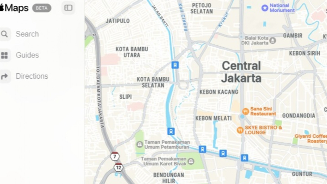 Peta Jakarta di Apple Maps