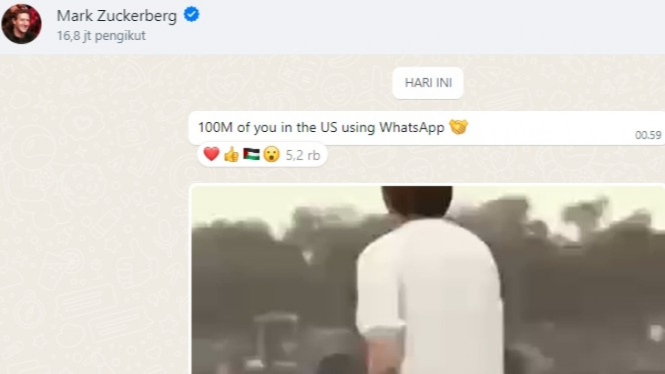 Whatsapp capai 100 juta pengguna di Amerika Serikat.