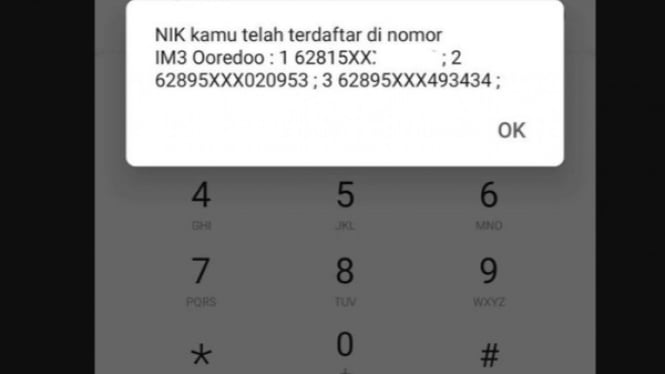 NIK dipakai registrasi kartu Sim oleh orang lain.