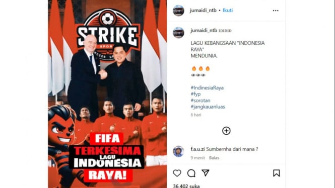 FIFA Terkesima Lagu Indonesia Raya.