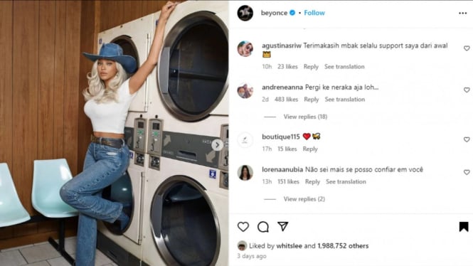 Media sosial Beyonce digruduk netizen Indonesia.