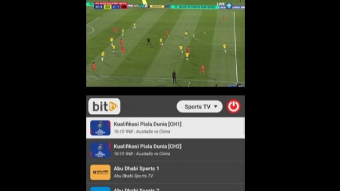 Aplikasi TV yang menayangkan pertandingan timnas.