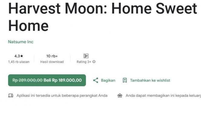 Harvest Moon: Home Sweet Home sedang didiskon.