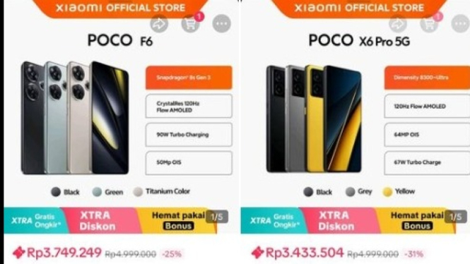 Harga Poco X6 turun parah.